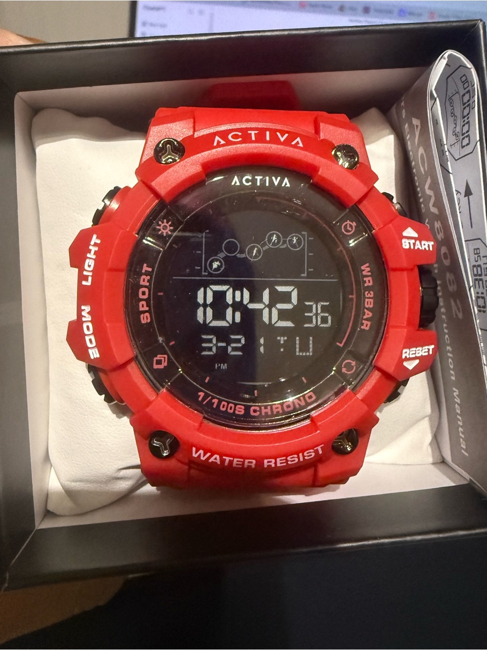 Activa Digital Essentials Unisex 50mm Red & Black Digital Watch NWT